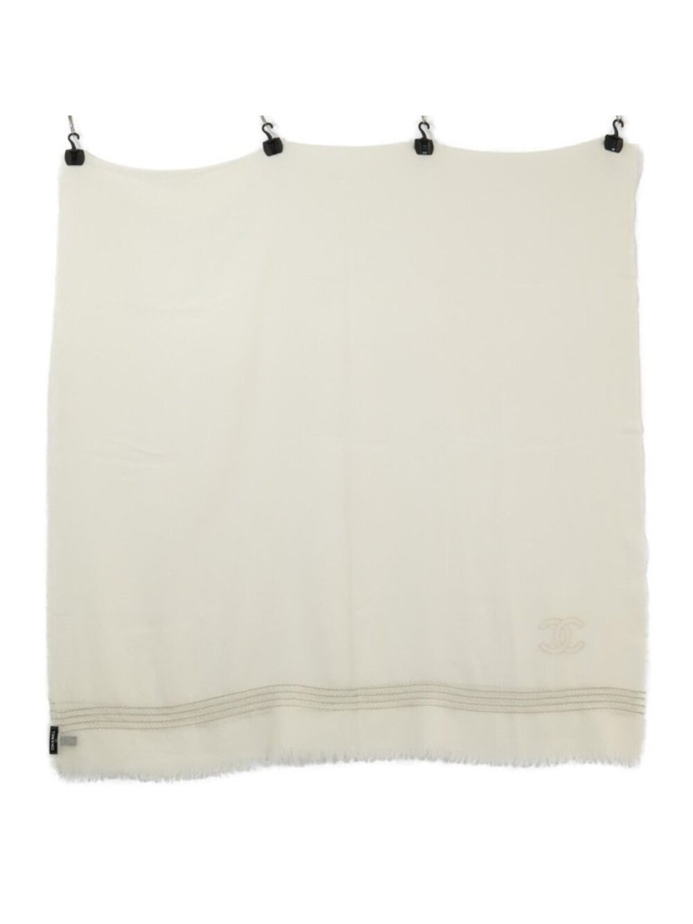 Chanel CC Logo Chain Embroidery Wool Scarf